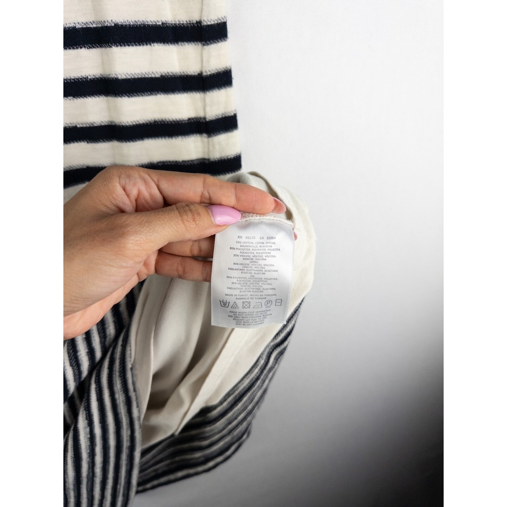 Maeve Anthropologie Dress‎ Womens M Striped Lined Midi Knee Shirt Black White - Picture 5 of 8